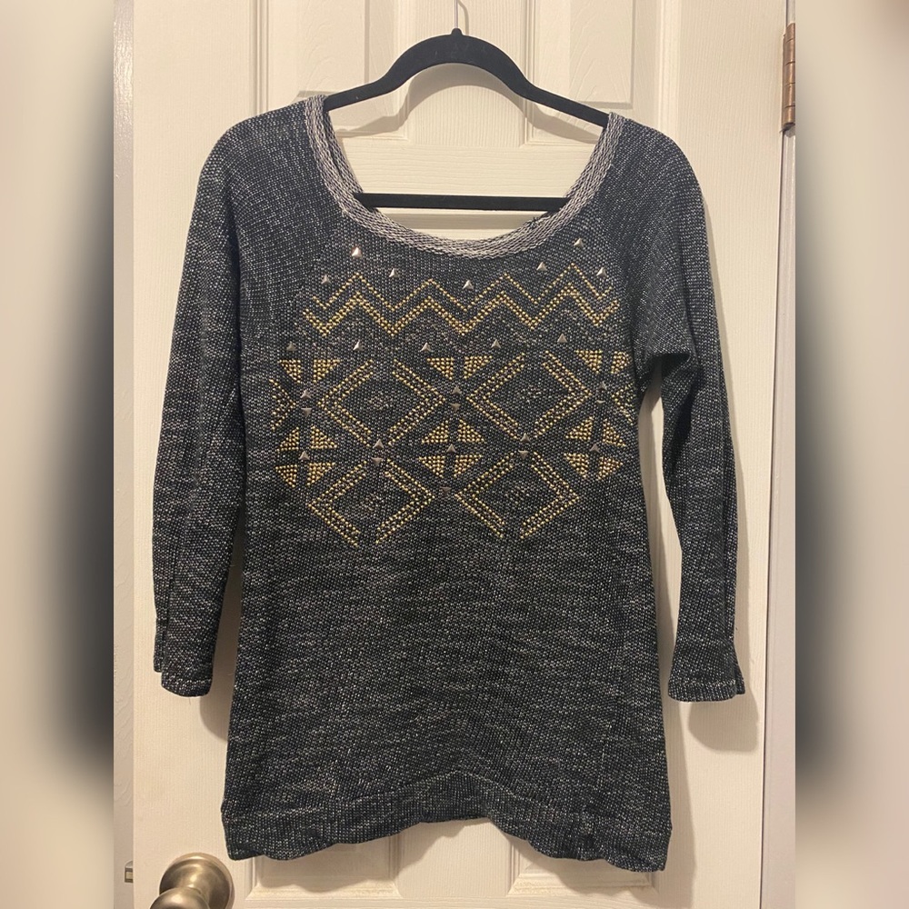 Studded Geometric Sweater